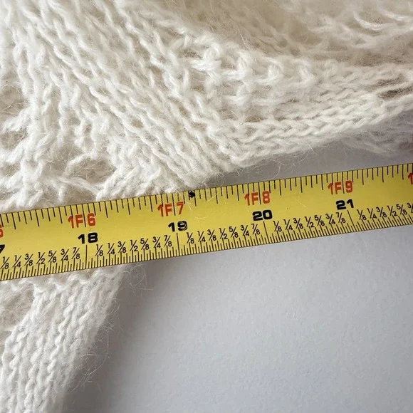 Open Knit Sweater Cream Sheer Lightweight Layering Top M Made In Italy Y2K - Picture 5 of 6
